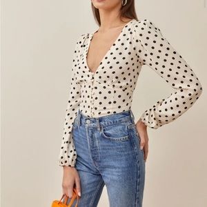 Reformation Nell Polka Dot Top